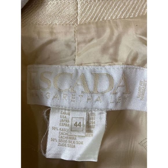 Vintage Escada Margaretha Ley 44 Cashmere Silk Blazer Jacket Beige Tan - Picture 9 of 9